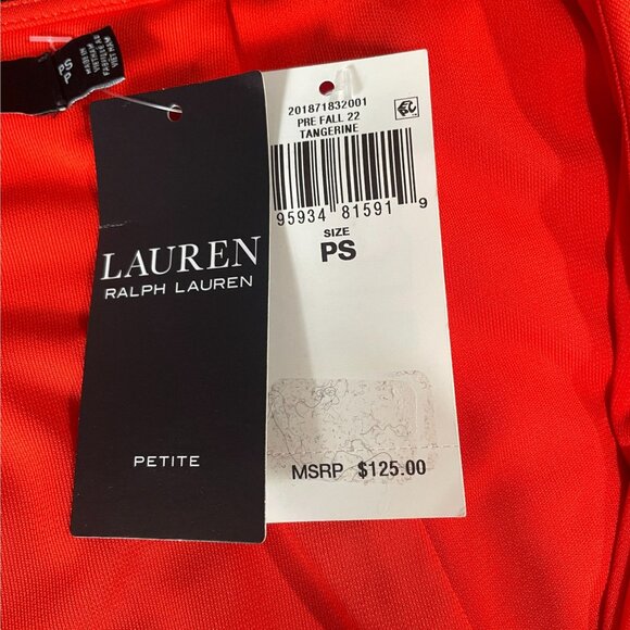 Lauren Ralph Lauren Tangerine Ruffle Wrap Top Blouse PS Petite Fall Trend - Picture 4 of 10